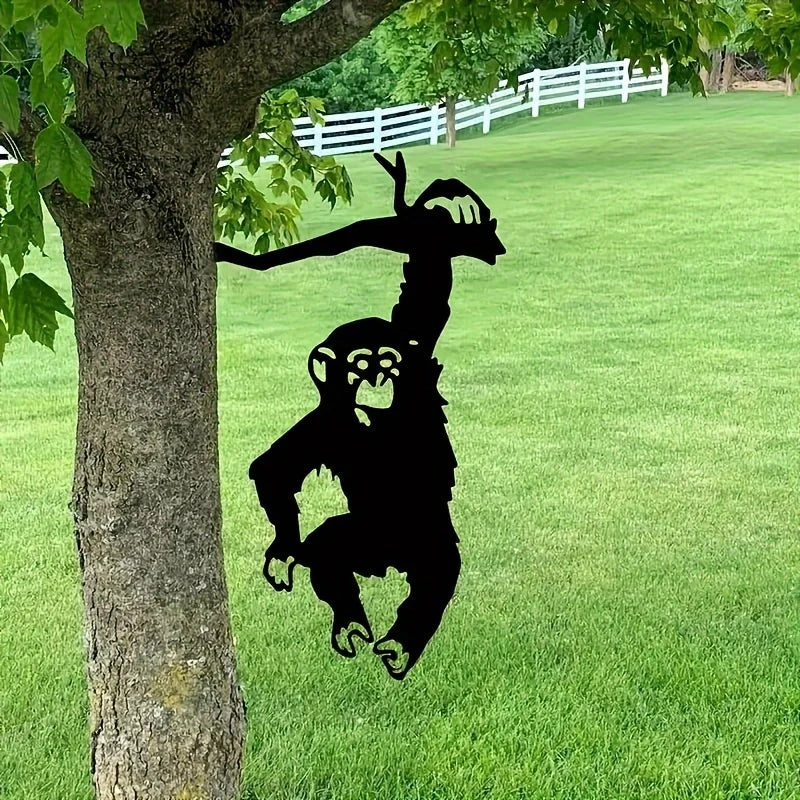 Metal Monkey Hanging Tree Decoration – Artistic Garden Stake Ornament