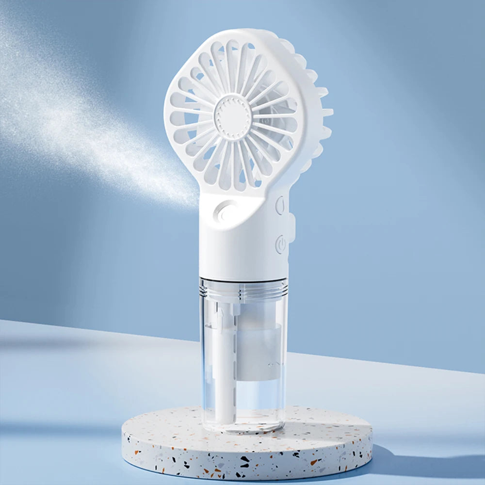 Portable USB Rechargeable Handheld Humidifier Mist Fan – 4-Speed Cooling