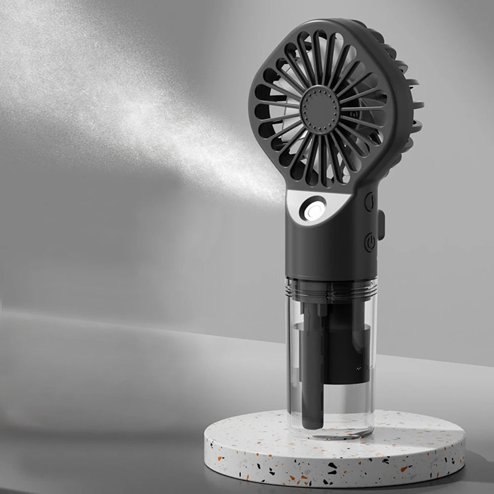 Portable USB Rechargeable Handheld Humidifier Mist Fan – 4-Speed Cooling