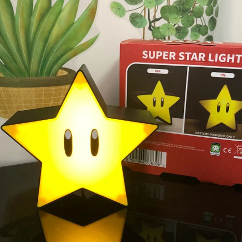 Retro Gaming LED Mood Light – Pac-Man, Super Mushroom & Star Night Lamps (Voice Control)
