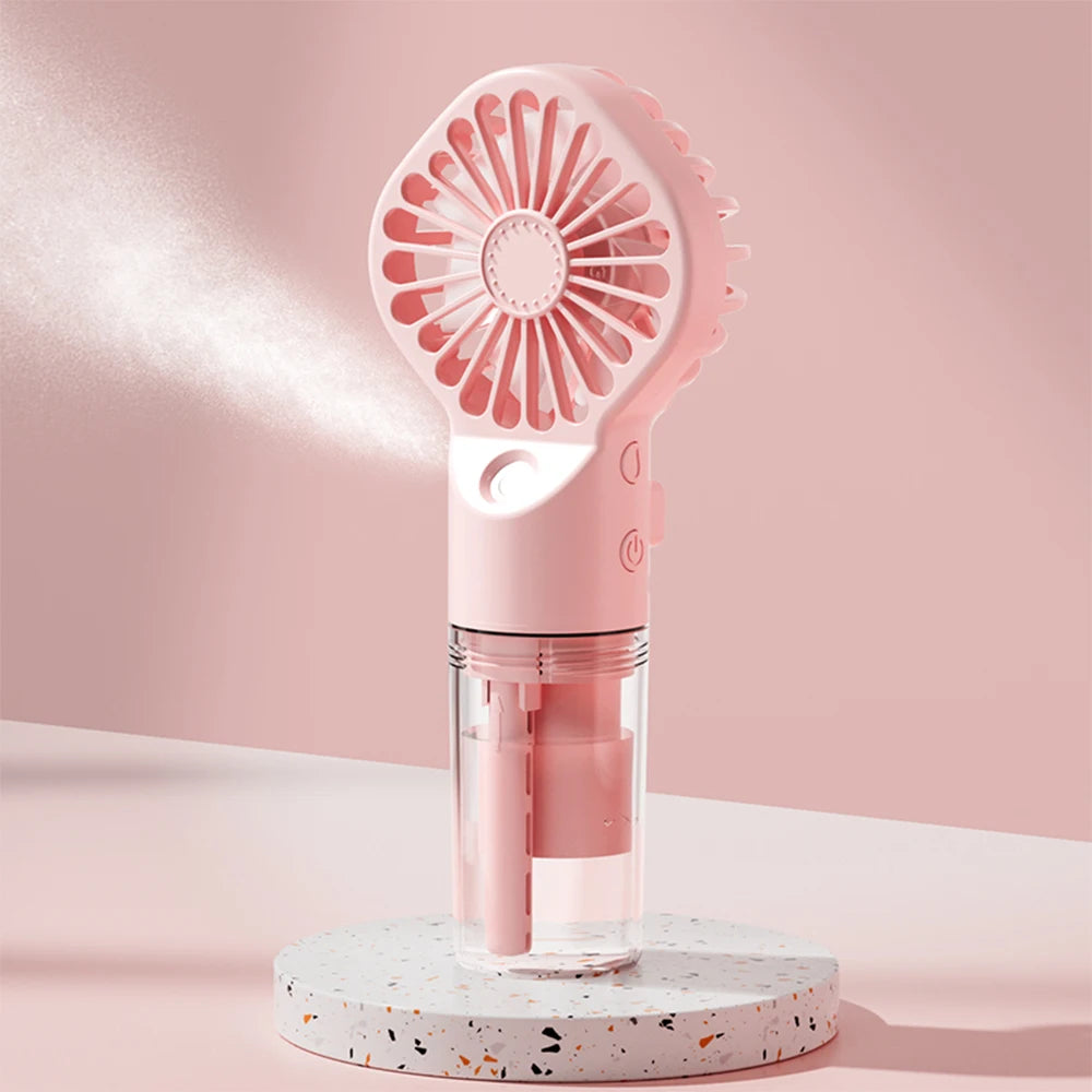 Portable USB Rechargeable Handheld Humidifier Mist Fan – 4-Speed Cooling