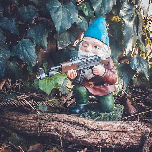 Funny Army Gnome Garden Statue – Resin Soldier Gnome Outdoor Lawn Ornament