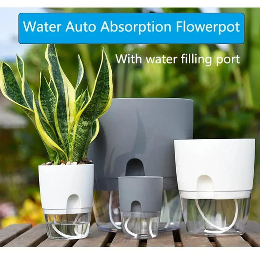 Self-Watering Flower Pot – Double-Layer Transparent Planter