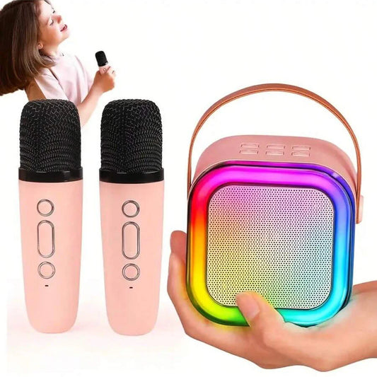 K12 Portable Karaoke Machine with 2 Wireless Mics & RGB Lights