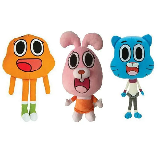 25cm Cartoon Plush Toy Set - Gumball, Darwin & Anais Inspired Figures