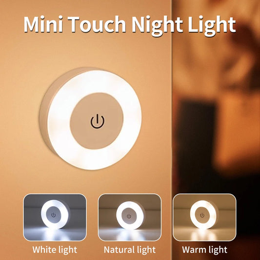 Rechargeable LED Night Light – Touch Control Wall Lamp (6CM)