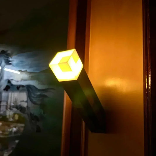 Minecraft-Inspired LED Torch Night Light – USB Rechargeable Wall Mount Lamp