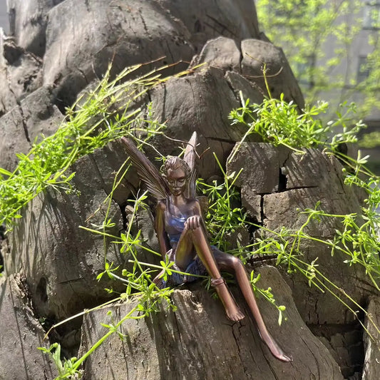 Whimsical Flower Fairy Resin Statue – Enchanting Garden & Lawn Decoration for Outdoor Magic