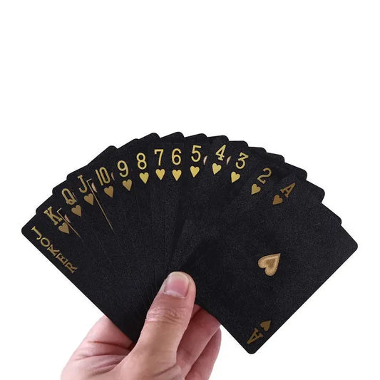 Luxury Waterproof Playing Cards – Black & Gold / Silver / Gold Foil Edition (54 Cards)