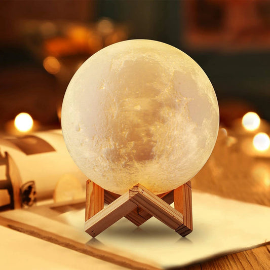 Mini Moon Lamp – Cozy LED Night Light with Wooden Stand